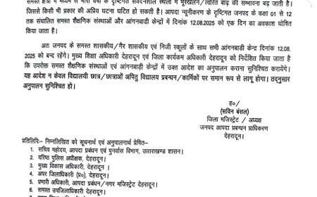 देहरादून में भारी बारिश का अलर्ट: सभी स्कूलों के लिए डीएम का आदेश