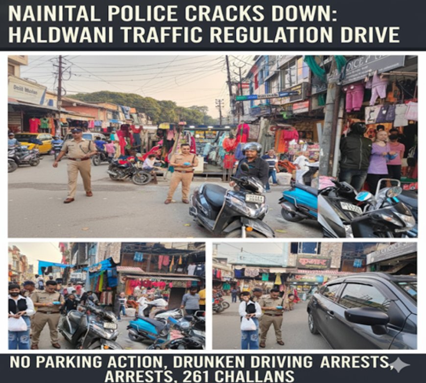 नैनीताल पुलिस की सख्ती: हल्द्वानी में 38 वाहनों पर की गई “नो पार्किंग” कार्रवाई