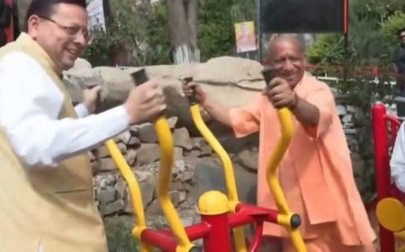 योगी आदित्यनाथ का पैतृक गांव पंचूर दौरा, ओपन जिम का उद्घाटन और सीएम धामी संग कसरत