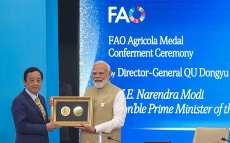 प्रधानमंत्री मोदी को FAO द्वारा दिया गया 2026 का प्रतिष्ठित ‘एग्रीकोला मेडल’, भारतीय किसानों को समर्पित