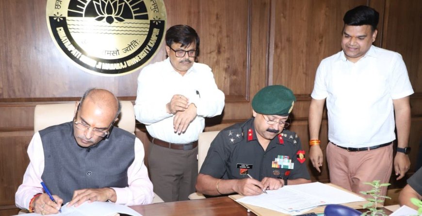 कानपुर: डी-कोड और सिख लाइट इन्फैंट्री रेजिमेंटल ट्रेनिंग सेंटर के बीच महत्वपूर्ण एमओयू, कुलपति प्रोफेसर विनय कुमार पाठक ने कहा- यह समझौता शिक्षा एवं राष्ट्र निर्माण में मील का पत्थर है