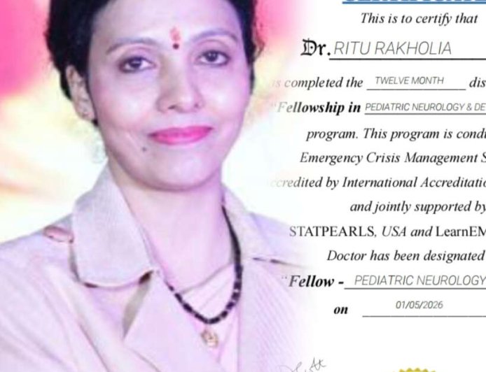 हल्द्वानी की डॉ. ऋतु रखोलिया ने पीडियाट्रिक न्यूरोलॉजी और डेवलपमेंट में फेलोशिप प्राप्त की, दीजिए बधाई