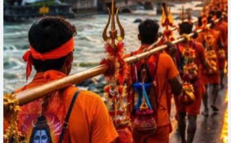 हरिद्वार में कांवड़ यात्रा ने पकड़ी रफ्तार, एक करोड़ से अधिक शिवभक्त गंगाजल लेकर लौटे।