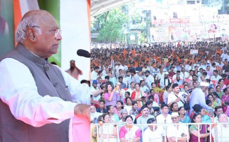 कांग्रेस अध्यक्ष खड़गे ने विजय शंखनाद रैली में केंद्र-राज्य सरकारों पर किया तीखा वार