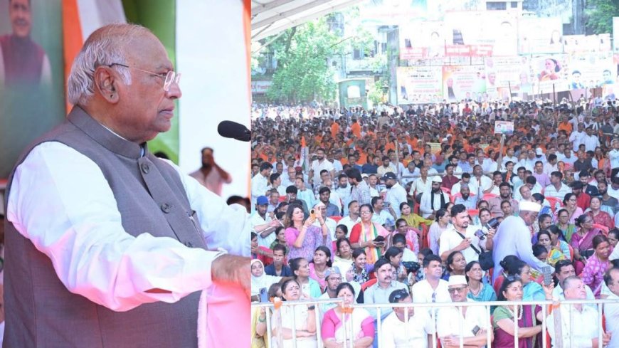 कांग्रेस अध्यक्ष खड़गे ने विजय शंखनाद रैली में केंद्र-राज्य सरकारों पर किया तीखा वार