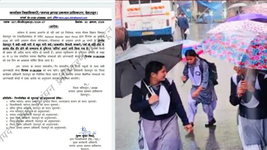 नैनीताल देहरादून में जमकर होगी बारिश, सोमवार को स्कूल बंद रहेंगे