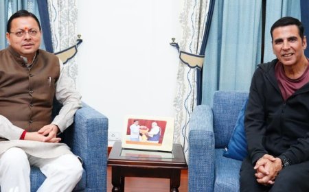 Uttarakhand:-मुख्यमंत्री पुष्कर धामी से प्रसिद्ध फिल्म अभिनेता अक्षय कुमार ने की शिष्टाचार भेंट