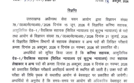 उत्तराखंड में कनिष्ठ सहायक और सहायक लेखाकार की परीक्षाएं स्थगित, नई तारीख जल्द होगी घोषित